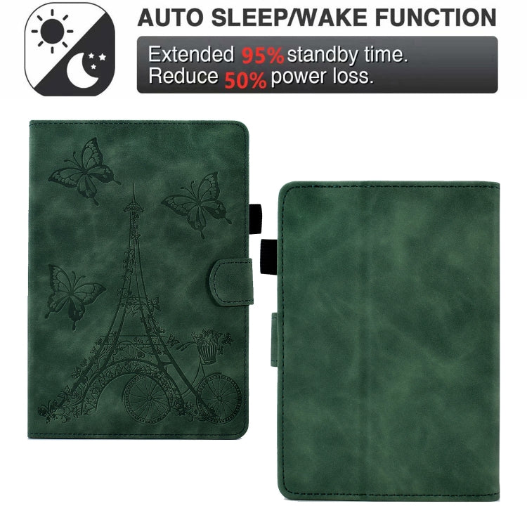 For Amazon Kindle Lite 2022 Tower Embossed Leather Smart Tablet Case(Green) - Amazon by PMC TechLife | Online Shopping South Africa | PMC TechLife | Buy Now Pay Later Mobicred