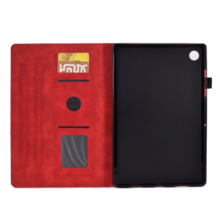 For Lenovo M10 Plus Tower Embossed Leather Smart Tablet Case(Red) - Lenovo by PMC TechLife | Online Shopping South Africa | PMC TechLife | Buy Now Pay Later Mobicred