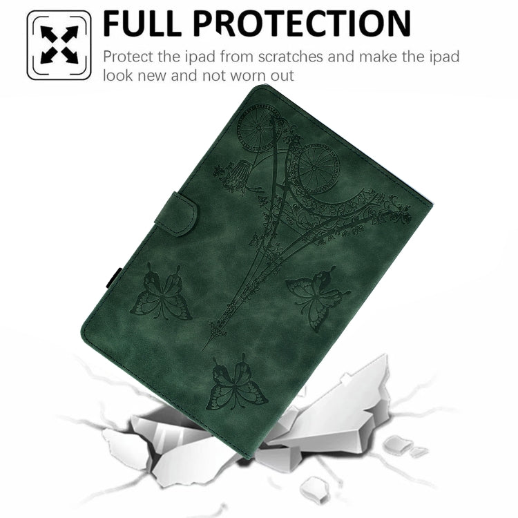 For Lenovo Tab P11 Tower Embossed Leather Smart Tablet Case(Green) - Lenovo by PMC TechLife | Online Shopping South Africa | PMC TechLife | Buy Now Pay Later Mobicred