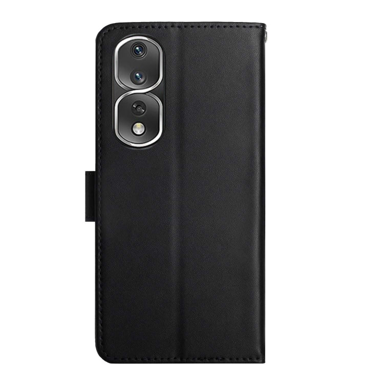 For Honor 80 Pro HT02 Genuine Leather Fingerprint-proof Flip Phone Case(Black) - Honor Cases by PMC TechLife | Online Shopping South Africa | PMC TechLife | Buy Now Pay Later Mobicred