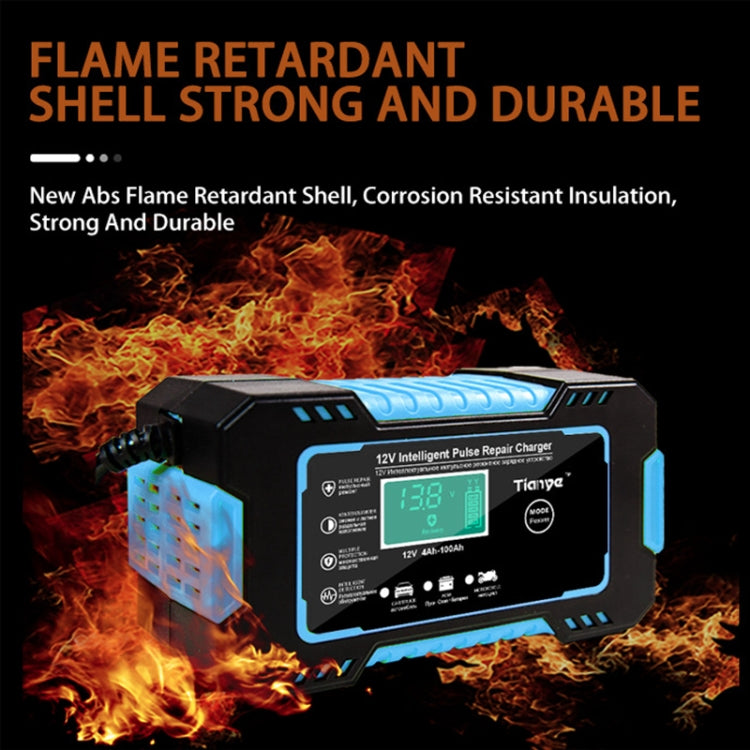 Motorcycle / Car Battery Smart Charger with LCD Creen, Plug Type:UK Plug(Blue) - Battery Charger by PMC TechLife | Online Shopping South Africa | PMC TechLife | Buy Now Pay Later Mobicred