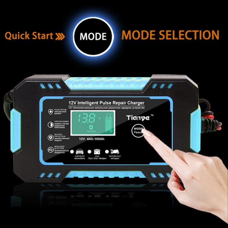 Motorcycle / Car Battery Smart Charger with LCD Creen, Plug Type:US Plug(Blue) - Battery Charger by PMC TechLife | Online Shopping South Africa | PMC TechLife | Buy Now Pay Later Mobicred