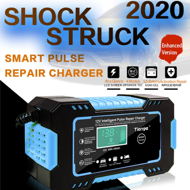 Motorcycle / Car Battery Smart Charger with LCD Creen, Plug Type:EU Plug(Blue) - Battery Charger by PMC Jewellery | Online Shopping South Africa | PMC Jewellery | Buy Now Pay Later Mobicred