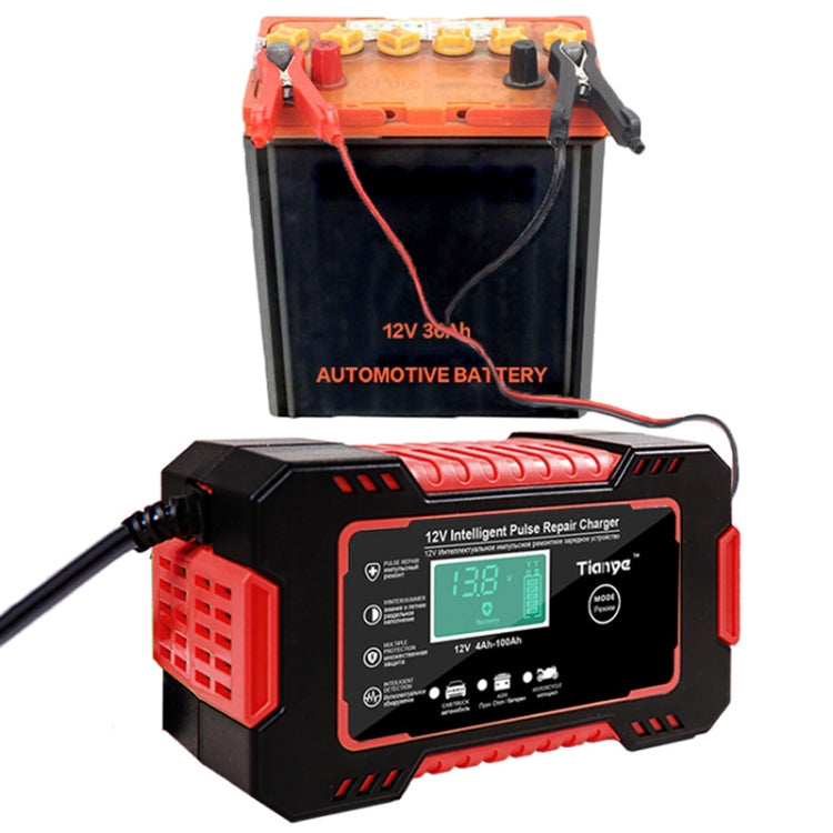 Motorcycle / Car Battery Smart Charger with LCD Creen, Plug Type:UK Plug(Red) - Battery Charger by PMC TechLife | Online Shopping South Africa | PMC TechLife | Buy Now Pay Later Mobicred