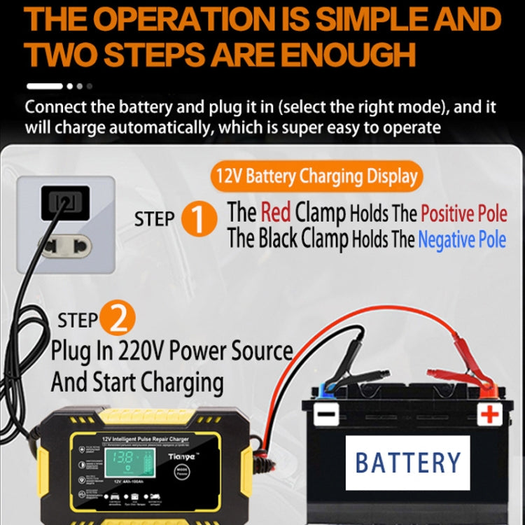 Motorcycle / Car Battery Smart Charger with LCD Creen, Plug Type:AU Plug(Yellow) - Battery Charger by PMC TechLife | Online Shopping South Africa | PMC TechLife | Buy Now Pay Later Mobicred