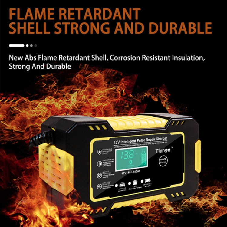 Motorcycle / Car Battery Smart Charger with LCD Creen, Plug Type:AU Plug(Yellow) - Battery Charger by PMC TechLife | Online Shopping South Africa | PMC TechLife | Buy Now Pay Later Mobicred