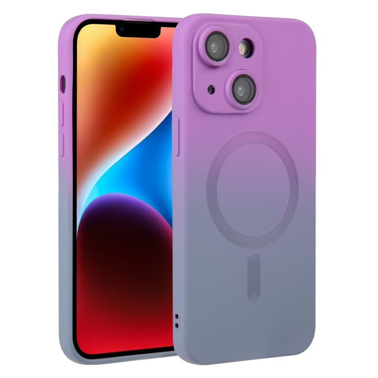 For iPhone 14 Liquid TPU Silicone Gradient MagSafe Phone Case(Purple) - iPhone 14 Cases by PMC TechLife | Online Shopping South Africa | PMC TechLife
