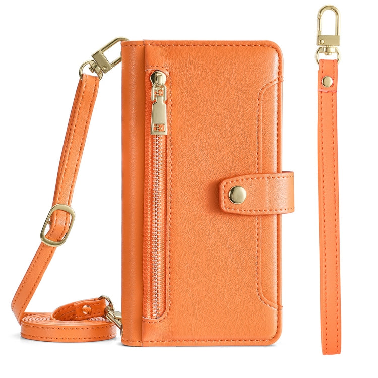 For Huawei P50 Sheep Texture Cross-body Zipper Wallet Leather Phone Case(Orange) - Huawei Cases by PMC TechLife | Online Shopping South Africa | PMC TechLife | Buy Now Pay Later Mobicred