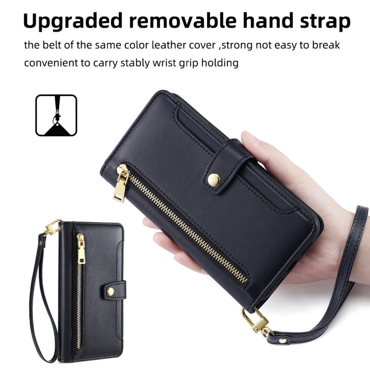 For Nokia C21 Plus Sheep Texture Cross-body Zipper Wallet Leather Phone Case(Black) - free shipping - PMC TechLife - Order now!