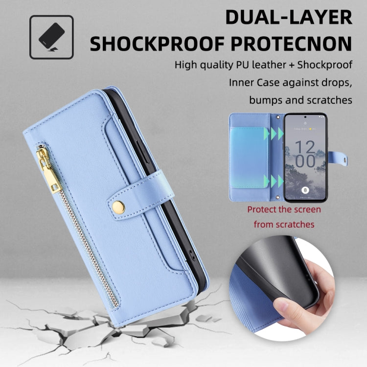 For Nokia X30 5G Sheep Texture Cross-body Zipper Wallet Leather Phone Case(Blue) - Nokia Cases by PMC TechLife | Online Shopping South Africa | PMC TechLife | Buy Now Pay Later Mobicred