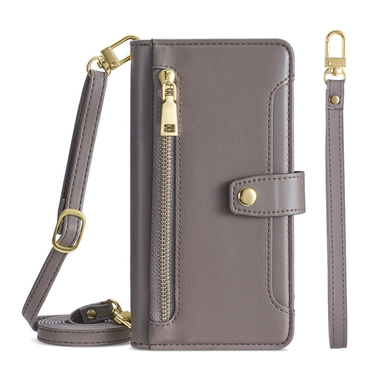 For OnePlus Ace Racing Sheep Texture Cross-body Zipper Wallet Leather Phone Case(Grey) - OnePlus Cases by PMC TechLife | Online Shopping South Africa | PMC TechLife | Buy Now Pay Later Mobicred