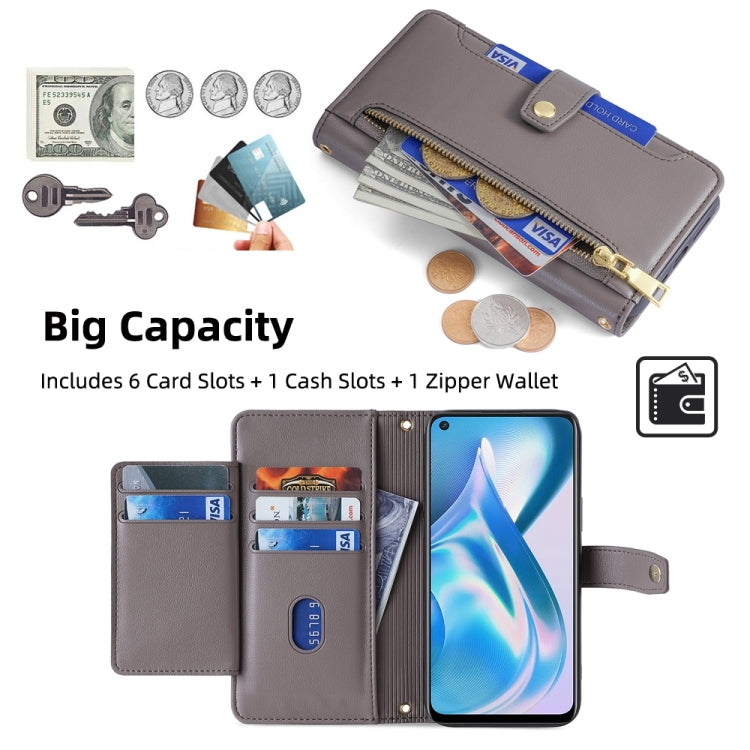 For OnePlus Ace Racing Sheep Texture Cross-body Zipper Wallet Leather Phone Case(Grey) - OnePlus Cases by PMC TechLife | Online Shopping South Africa | PMC TechLife | Buy Now Pay Later Mobicred