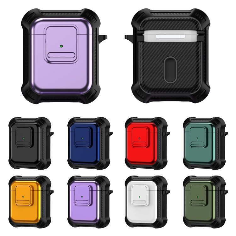 For AirPods 1 / 2 TPU + PC Shockproof Earphone Protective Case with Switch(White) - For AirPods 1/2 by PMC Jewellery | Online Shopping South Africa | PMC Jewellery | Buy Now Pay Later Mobicred