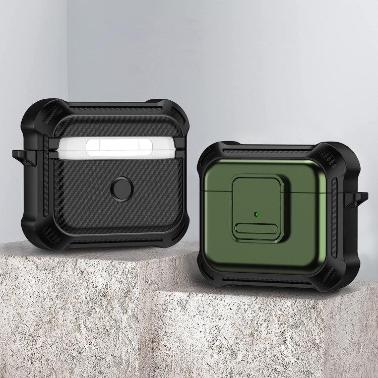 For AirPods 3 TPU + PC Shockproof Earphone Protective Case with Switch(Army Green) - For AirPods 3 by PMC Jewellery | Online Shopping South Africa | PMC Jewellery | Buy Now Pay Later Mobicred