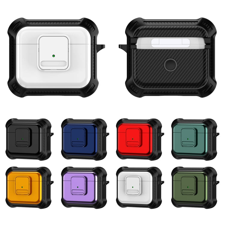 For AirPods 3 TPU + PC Shockproof Earphone Protective Case with Switch(White) - For AirPods 3 by PMC Jewellery | Online Shopping South Africa | PMC Jewellery | Buy Now Pay Later Mobicred