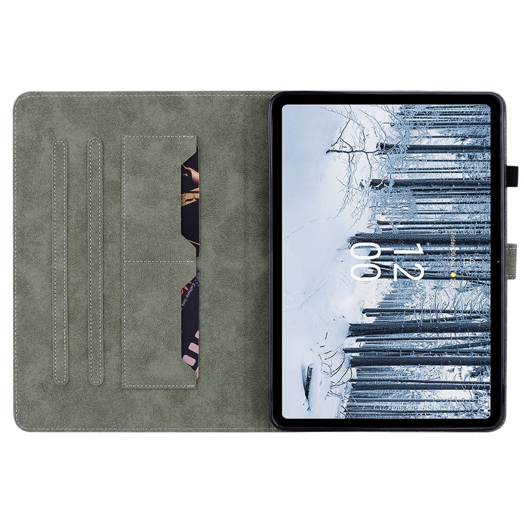 For Nokia T21 Tiger Pattern Flip Leather Tablet Case(Dark Green) - Nokia by PMC TechLife | Online Shopping South Africa | PMC TechLife | Buy Now Pay Later Mobicred