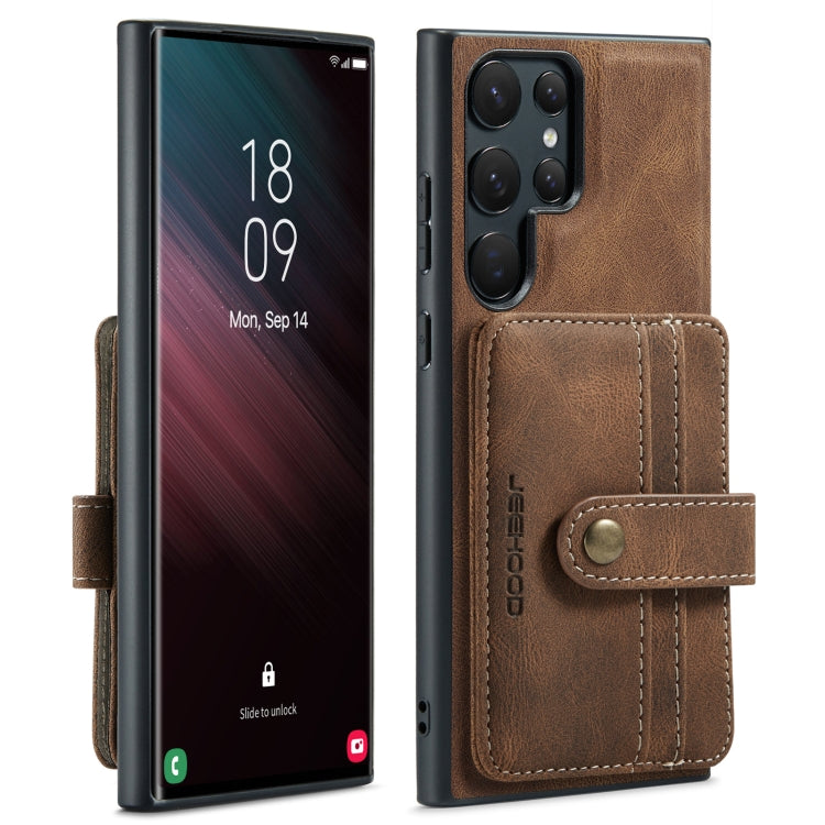 For Samsung Galaxy S24 Ultra 5G JEEHOOD RFID Blocking Anti-Theft Magnetic Phone Case(Brown) - Galaxy S24 Ultra 5G Cases by JEEHOOD | Online Shopping South Africa | PMC Jewellery | Buy Now Pay Later Mobicred