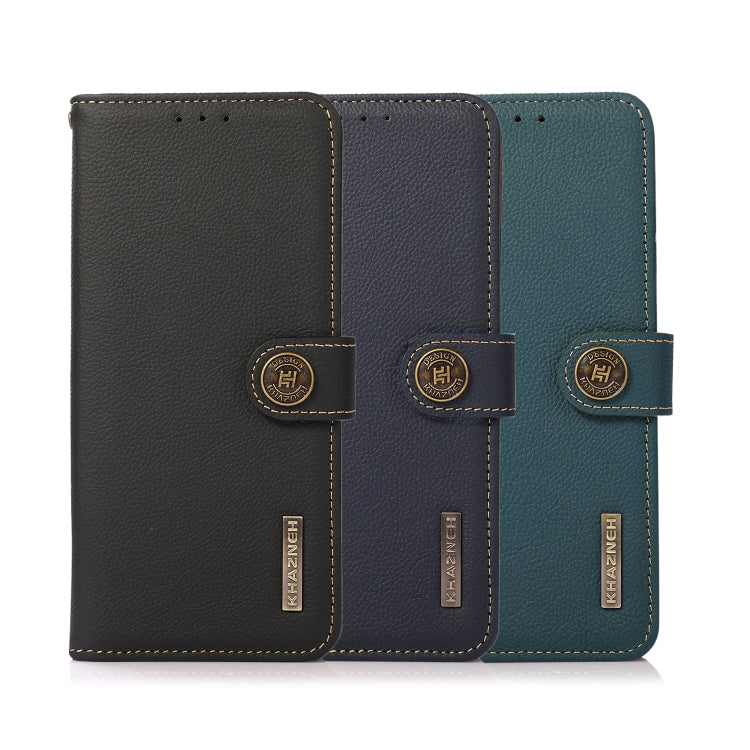 For OnePlus 11 KHAZNEH Custer Texture RFID Genuine Leather Phone Case(Blue) - OnePlus Cases by PMC TechLife | Online Shopping South Africa | PMC TechLife | Buy Now Pay Later Mobicred