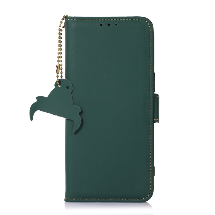 For OnePlus 11 Genuine Leather Magnetic RFID Leather Phone Case(Green) - OnePlus Cases by PMC TechLife | Online Shopping South Africa | PMC TechLife | Buy Now Pay Later Mobicred