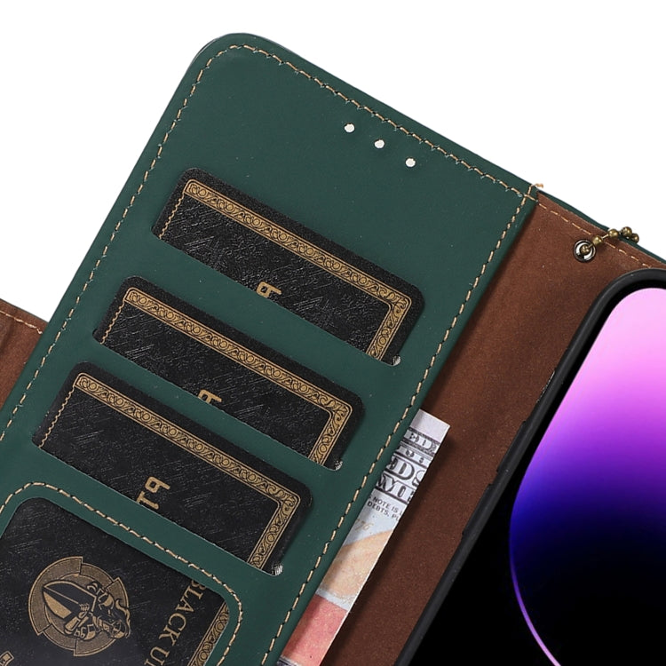 For OnePlus 11 Genuine Leather Magnetic RFID Leather Phone Case(Green) - OnePlus Cases by PMC TechLife | Online Shopping South Africa | PMC TechLife | Buy Now Pay Later Mobicred