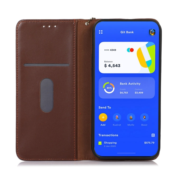 For OnePlus 11 5G KHAZNEH Nappa Top Layer Cowhide Leather Phone Case(Brown) - OnePlus Cases by PMC TechLife | Online Shopping South Africa | PMC TechLife | Buy Now Pay Later Mobicred