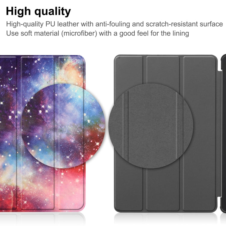 For Huawei Matepad SE 10.4 Custer Painted 3-Fold Holder Leather Tablet Case(Milky Way Nebula) - Huawei by PMC TechLife | Online Shopping South Africa | PMC TechLife | Buy Now Pay Later Mobicred
