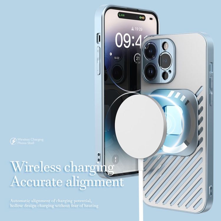 For iPhone 14 Pro R-JUST Square Round Mirror PC+TPU Phone Case(Blue) - iPhone 14 Pro Cases by R-JUST | Online Shopping South Africa | PMC TechLife