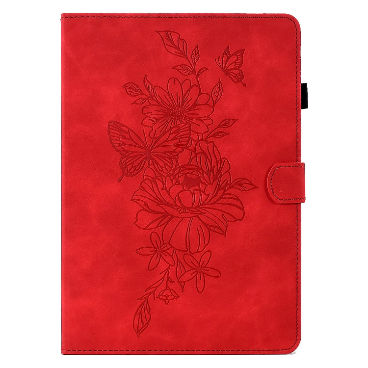 For 7 inch Tablets Peony Butterfly Embossed Leather Tablet Case(Red) - 7 inch by PMC TechLife | Online Shopping South Africa | PMC TechLife | Buy Now Pay Later Mobicred