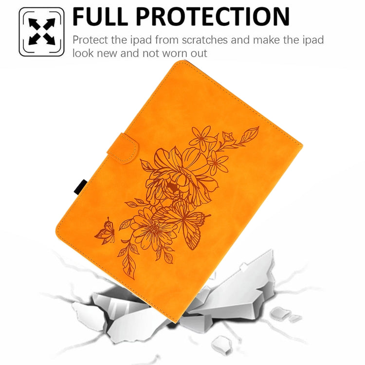 For 8 inch Tablets Peony Butterfly Embossed Leather Tablet Case(Khaki) - 8 inch by PMC TechLife | Online Shopping South Africa | PMC TechLife | Buy Now Pay Later Mobicred