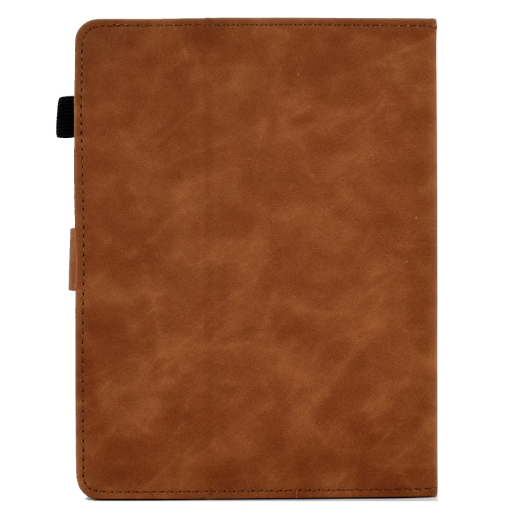 For 10 inch Tablets Peony Butterfly Embossed Leather Tablet Case(Brown) - 10 - 11 inch by PMC TechLife | Online Shopping South Africa | PMC TechLife | Buy Now Pay Later Mobicred