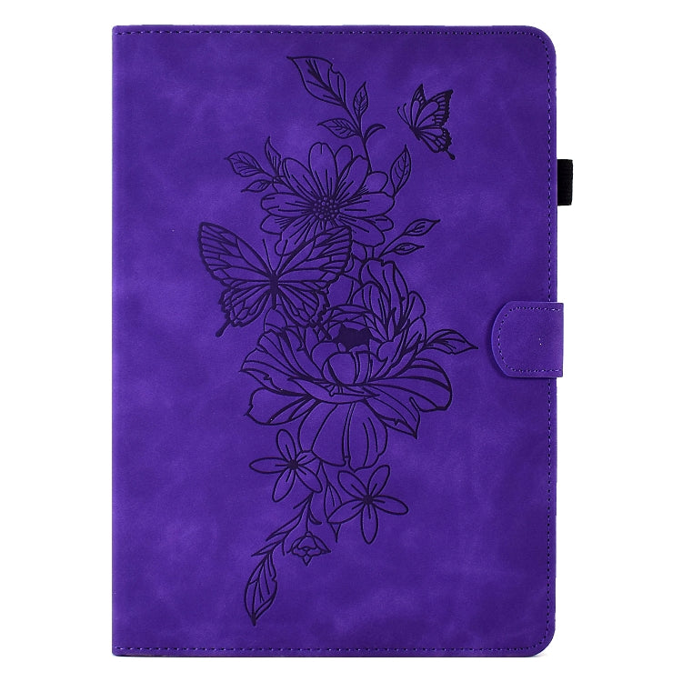 For Amazon Kindle Fire HD8 2022 Peony Butterfly Embossed Leather Smart Tablet Case(Purple) - Amazon by PMC TechLife | Online Shopping South Africa | PMC TechLife | Buy Now Pay Later Mobicred