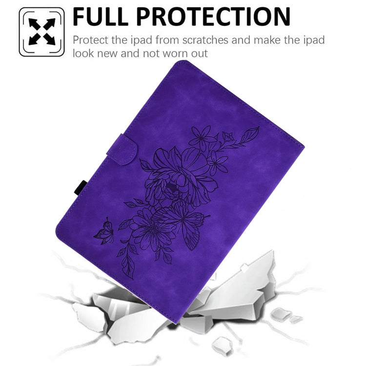 For Amazon Kindle Fire HD8 2022 Peony Butterfly Embossed Leather Smart Tablet Case(Purple) - Amazon by PMC TechLife | Online Shopping South Africa | PMC TechLife | Buy Now Pay Later Mobicred