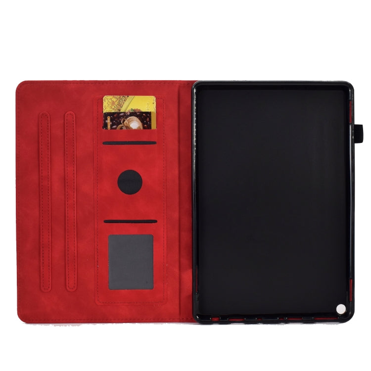 For Amazon Kindle Fire HD8 2022 Peony Butterfly Embossed Leather Smart Tablet Case(Red) - Amazon by PMC TechLife | Online Shopping South Africa | PMC TechLife | Buy Now Pay Later Mobicred