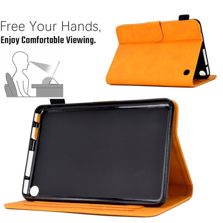 For Amazon Kindle Fire 7 2022 Peony Butterfly Embossed Leather Smart Tablet Case(Khaki) - Amazon by PMC TechLife | Online Shopping South Africa | PMC TechLife | Buy Now Pay Later Mobicred
