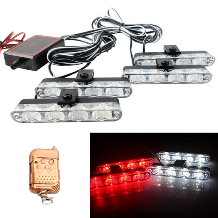 4 in 1 Car 16LEDs Grille Flash Lights Warning Lights with Wireless Remote Control(White Red) - Warning Lights by PMC TechLife | Online Shopping South Africa | PMC TechLife | Buy Now Pay Later Mobicred
