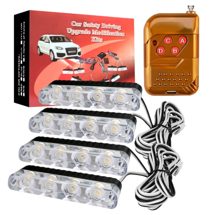 4 in 1 Car 16LEDs Grille Flash Lights Warning Lights with Wireless Remote Control(Red) - Warning Lights by PMC TechLife | Online Shopping South Africa | PMC TechLife | Buy Now Pay Later Mobicred