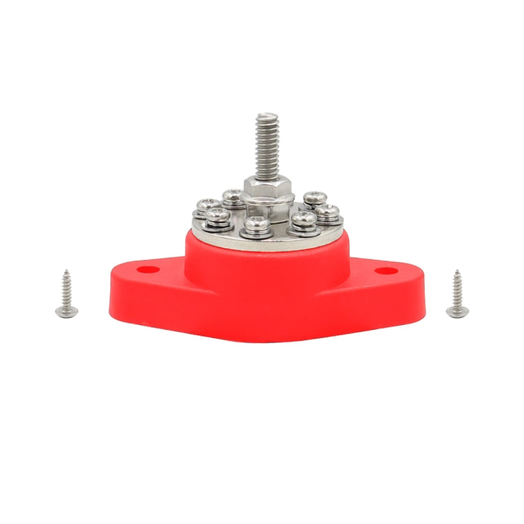 1/4 inch M6 RV Yacht 8-way Terminal Stud with 2 M5x20 Screws(Red) - Booster Cable & Clip by PMC Jewellery | Online Shopping South Africa | PMC Jewellery | Buy Now Pay Later Mobicred