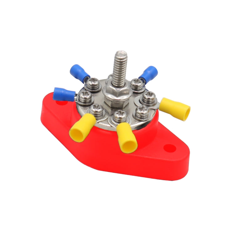 1/4 inch M6 RV Yacht 8-way Terminal Stud with 2 M5x20 Screws + 16pcs Terminals(Red) - Booster Cable & Clip by PMC Jewellery | Online Shopping South Africa | PMC Jewellery | Buy Now Pay Later Mobicred