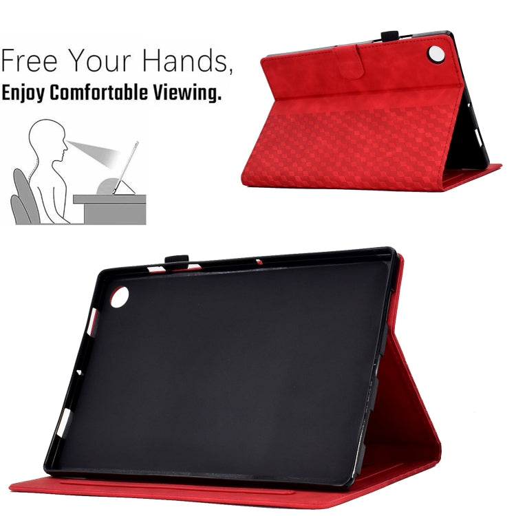 For Huawei MatePad T10 / T10S / Honor Tablet 6 Rhombus Embossed Leather Tablet Case(Red) - Honor by PMC TechLife | Online Shopping South Africa | PMC TechLife | Buy Now Pay Later Mobicred