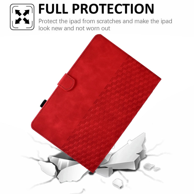 For Huawei MatePad T10 / T10S / Honor Tablet 6 Rhombus Embossed Leather Tablet Case(Red) - Honor by PMC TechLife | Online Shopping South Africa | PMC TechLife | Buy Now Pay Later Mobicred