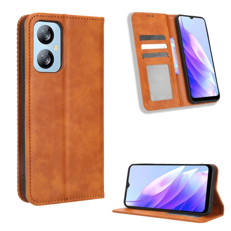 For Blackview A52 Magnetic Buckle Retro Texture Leather Phone Case(Brown) - More Brand by PMC TechLife | Online Shopping South Africa | PMC TechLife | Buy Now Pay Later Mobicred