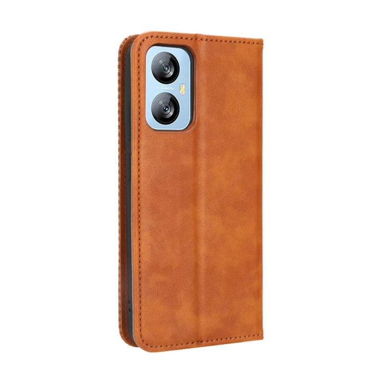 For Blackview A52 Magnetic Buckle Retro Texture Leather Phone Case(Brown) - More Brand by PMC Jewellery | Online Shopping South Africa | PMC Jewellery | Buy Now Pay Later Mobicred