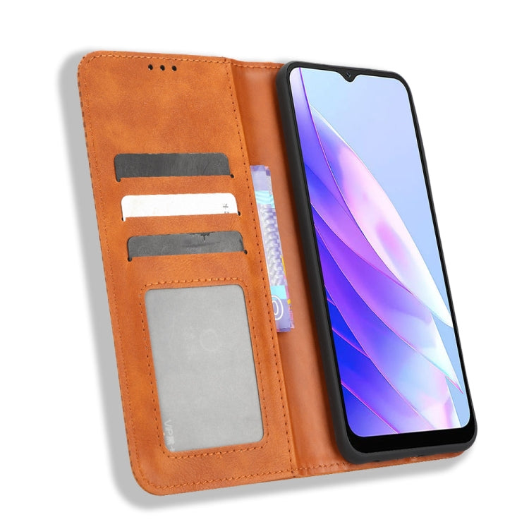 For Blackview A52 Magnetic Buckle Retro Texture Leather Phone Case(Brown) - More Brand by PMC TechLife | Online Shopping South Africa | PMC TechLife | Buy Now Pay Later Mobicred