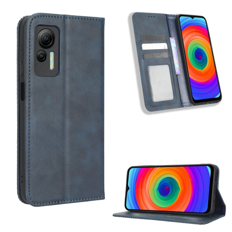 For Ulefone Note 14 Magnetic Buckle Retro Texture Leather Phone Case(Blue) - Ulefone Cases by PMC Jewellery | Online Shopping South Africa | PMC Jewellery | Buy Now Pay Later Mobicred