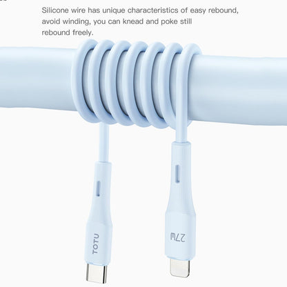 TOTU BL-017 Skin Sense Series USB to 8 Pin Silicone Data Cable, Length:1m(Blue) - Normal Style Cable by TOTUDESIGN | Online Shopping South Africa | PMC Jewellery | Buy Now Pay Later Mobicred