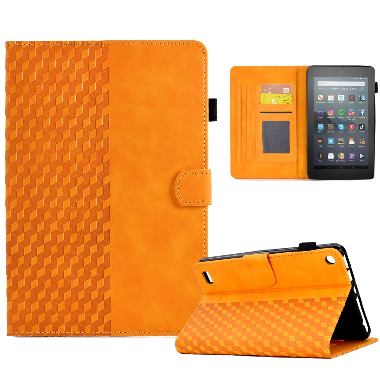 For Amazon Kindle Fire 7 2019 / 2017 / 2015 Rhombus Embossed Leather Tablet Case(Khaki) - Amazon by PMC TechLife | Online Shopping South Africa | PMC TechLife | Buy Now Pay Later Mobicred