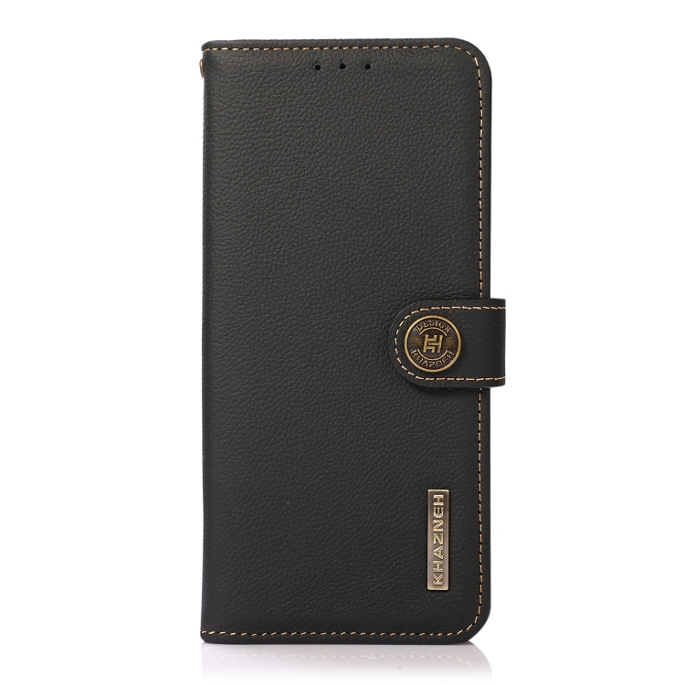 For OnePlus Nord CE 3 KHAZNEH Custer Texture RFID Genuine Leather Phone Case(Black) - OnePlus Cases by PMC TechLife | Online Shopping South Africa | PMC TechLife | Buy Now Pay Later Mobicred