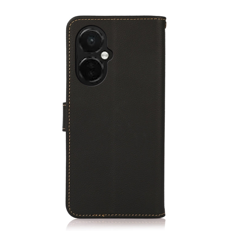 For OnePlus Nord CE 3 KHAZNEH Custer Texture RFID Genuine Leather Phone Case(Black) - OnePlus Cases by PMC TechLife | Online Shopping South Africa | PMC TechLife | Buy Now Pay Later Mobicred