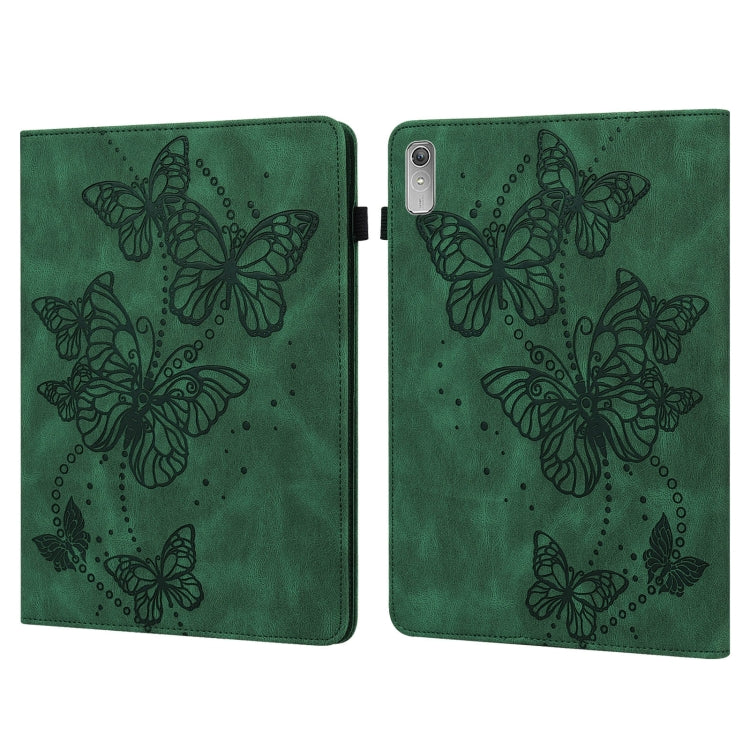 For Lenovo Pad Plus 2023 11.5 inch / Tab P11 Gen 2 Embossed Butterfly Pattern Leather Tablet Case(Green) - Lenovo by PMC TechLife | Online Shopping South Africa | PMC TechLife | Buy Now Pay Later Mobicred