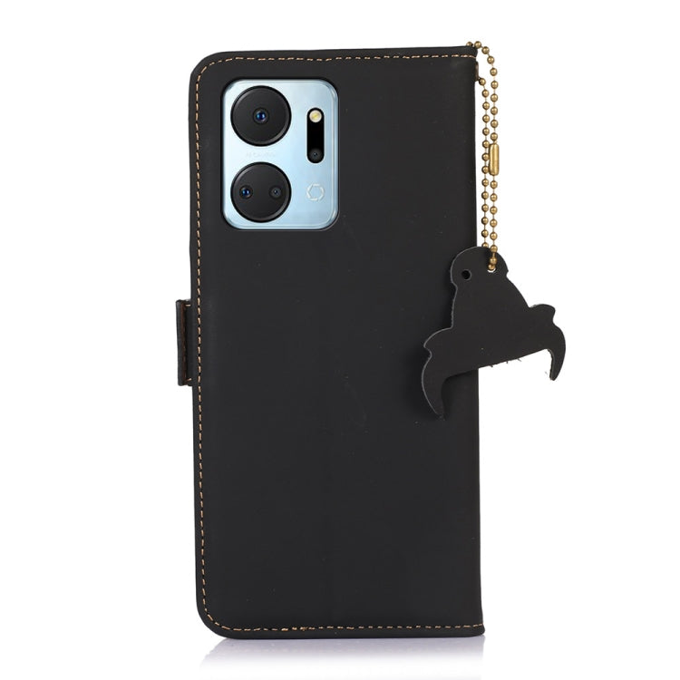For Honor X7a 4G Genuine Leather Magnetic RFID Leather Phone Case(Black) - Honor Cases by PMC TechLife | Online Shopping South Africa | PMC TechLife | Buy Now Pay Later Mobicred